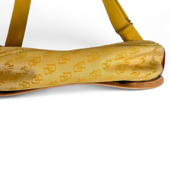 Vintage Dooney & Bourke Crossbody Bag Yellow Monogram DB Logo Canvas - Picture 5 of 9